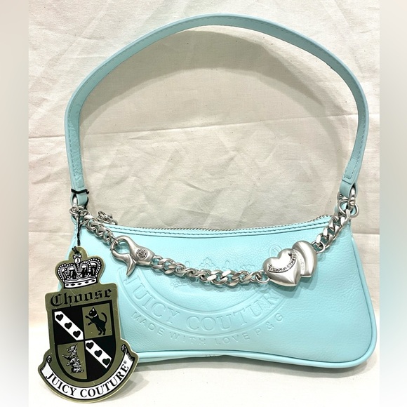 NWT Y2K JUICY COUTURE Vintage HTF Sky Blue Silver Leather Heart